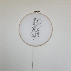 One line art with crochet thread