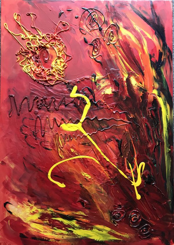 Fire abstract acrylschilderij 70 x 100 cm door Thea