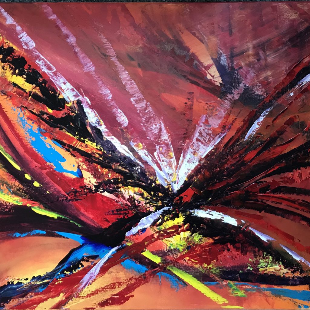 Keuzestress abstract Acrylschilderij 60x80 cm door Thea