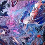 Birth acrylschilderij pouring 50 x 50 cm door Thea
