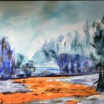 Blauw rivierlandschap