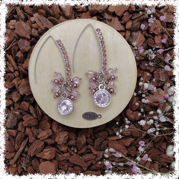 fensi jewelry boutique wirewrap earrings beige nude czech beads oorbellen sieraden fancy