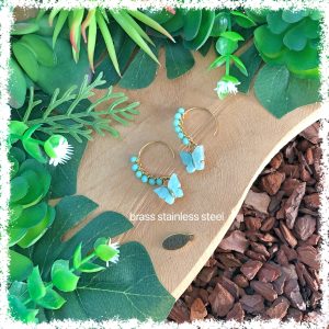 fensi jewelry boutique wirewrap earrings beige nude czech beads oorbellen sieraden fancy butterfly vlinder