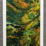 Autumn pouring schilderij op tegel ingelijst in hout