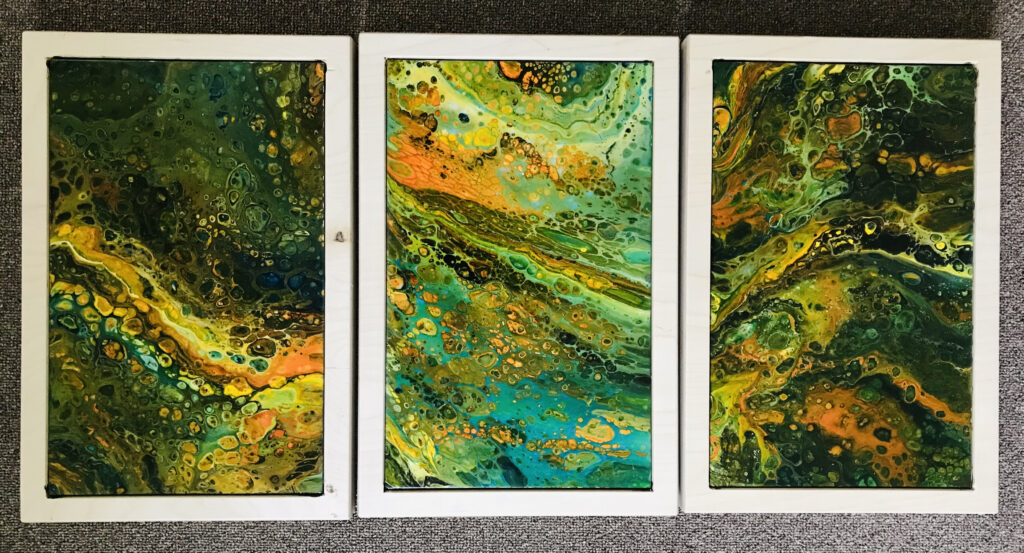 Combinatie pouring schilderij op tegel