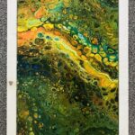 Spring pouring schilderij op keramische tegel