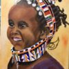 Meisje uit Kenia acrylschilderij 40 x 30 cm door Thea
