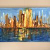 Stadsgezicht abstract acrylschilderij 115 x 75 cm