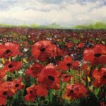 Klaprozenveld acrylschilderij 40 x 50 cm door Thea