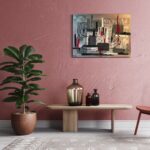 in interieur geplaats acrylschilderij