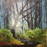 Acrylschilderij bos 50 x 40 cm door Thea