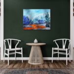 in interieur geplaats acrylschilderij