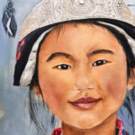 Meisje uit China Guizhou acrylschilderij 40 x 30 cm door thea