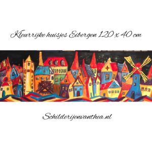 Kleurrijke huisjes Eibergen 120 x 40 cm