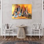 in interieur geplaats acrylschilderij