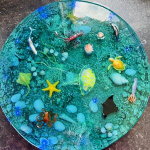 Epoxy tafel oceaan met dieren miniaturen
