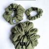 Linnen scrunchies in drie maten XS normaal regulier en Xl