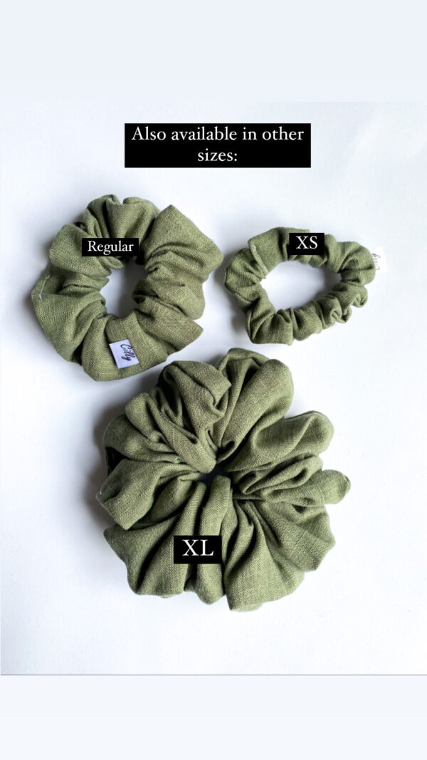 Linnen scrunchies in drie maten XS normaal regulier en Xl