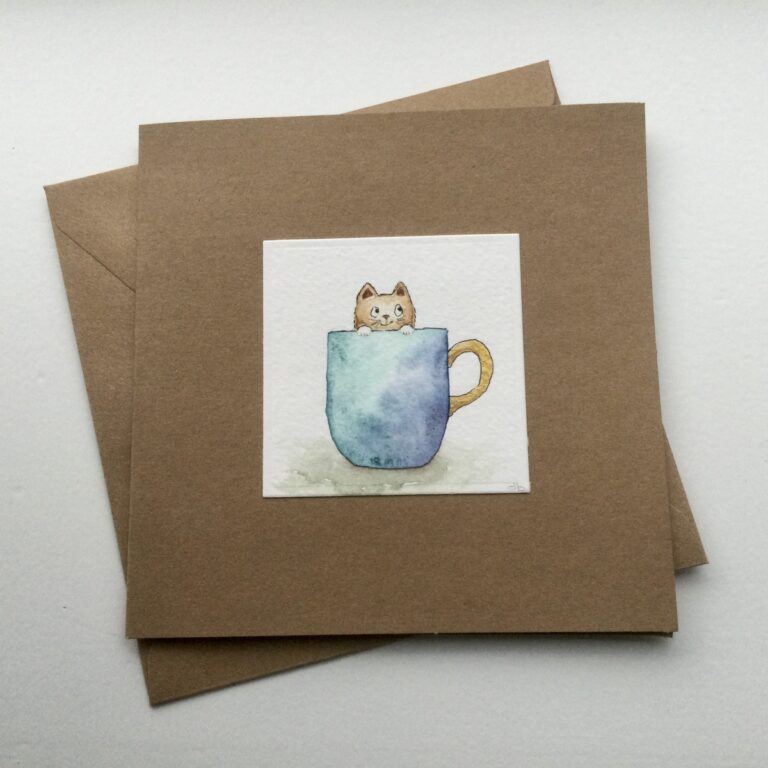aquarel wenskaart Poes