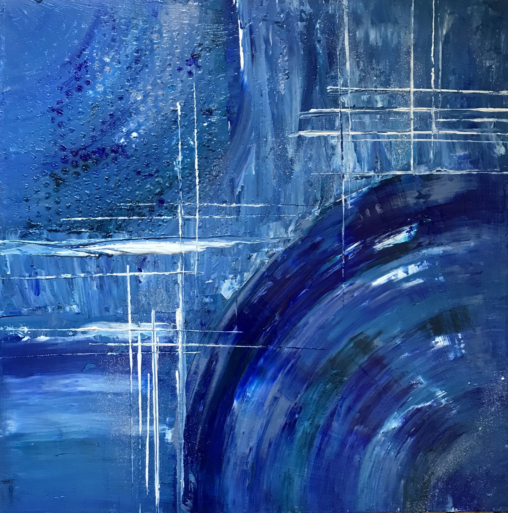 Blauw abstract 50/50 cm