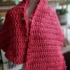 IRIS lange sjaal rood tweed met spikkels