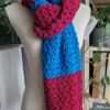 Lange sjaal PENNY in breed gekleurde strepen in bordeaux rood, hel blauw, roze en oranje