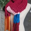 Lange sjaal PENNY in breed gekleurde strepen in bordeaux rood, hel blauw, roze en oranje