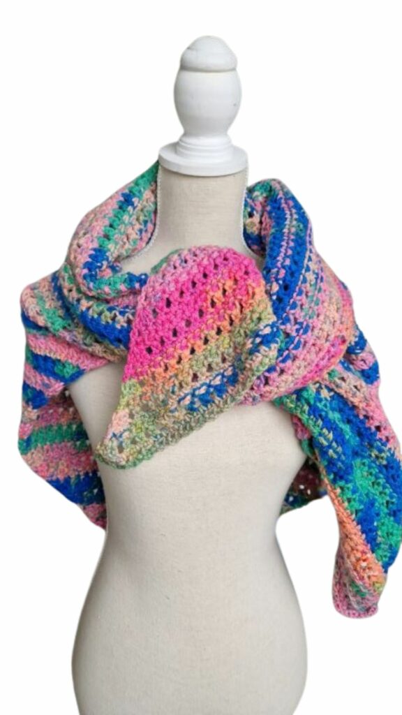 Xara omslagsjaal warme intense kleuren - ZETTElen Handwerk Atelier