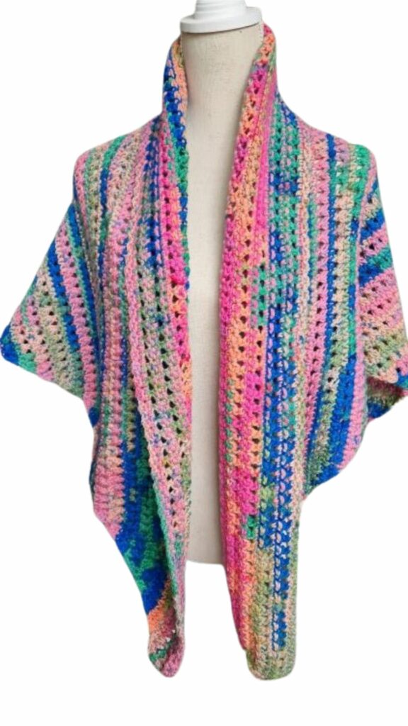 Xara omslagsjaal warme intense kleuren - ZETTElen Handwerk Atelier
