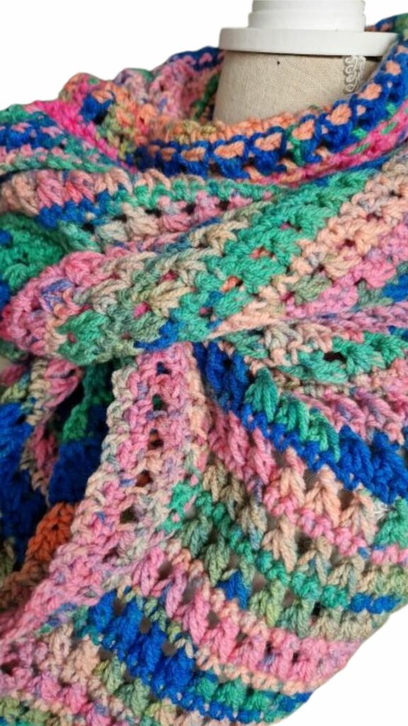 Xara omslagsjaal warme intense kleuren - ZETTElen Handwerk Atelier