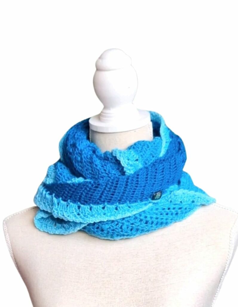 Omslagsjaal bibi in aqua blauw tinten - ZETTElen Handwerk Atelier