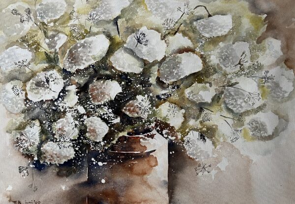 Hortensia in melkbus aquarelschilderij