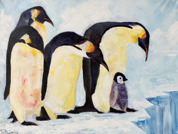 Pinguïns acrylschilderij