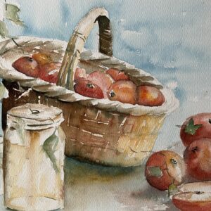 Mand appels aquarelschilderij