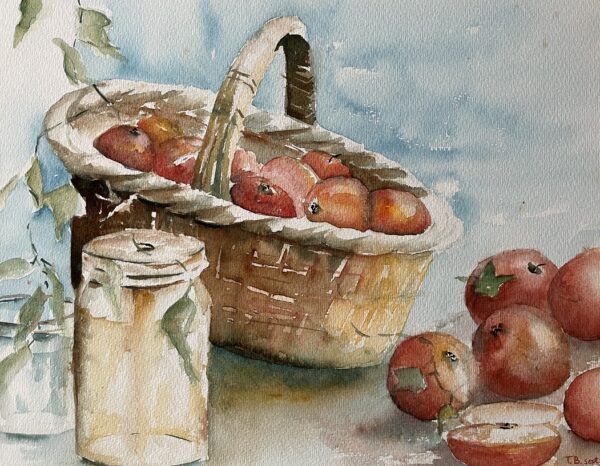 Mand appels aquarelschilderij