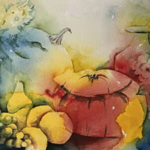 Pompoenen aquarelschilderij