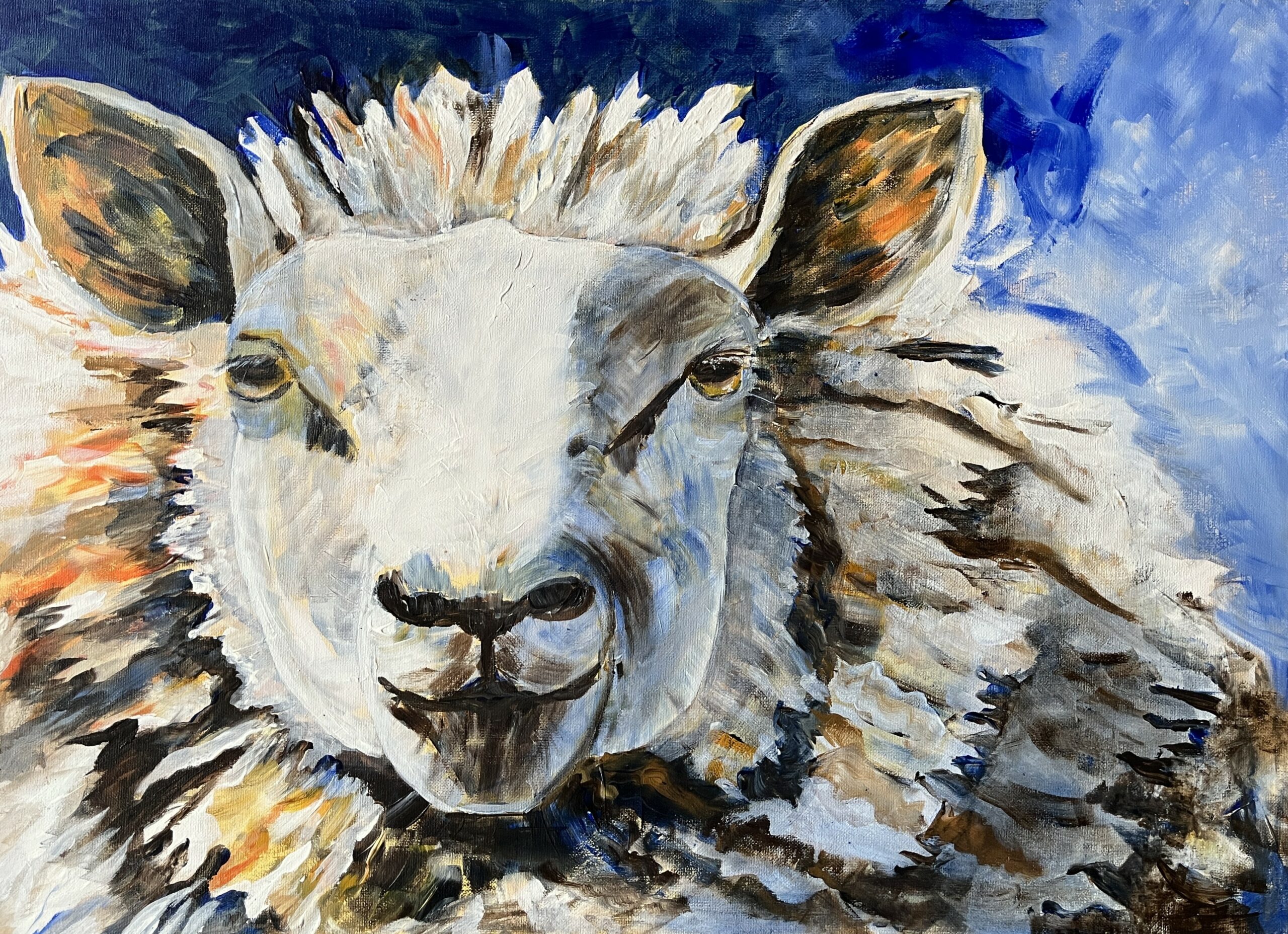 Schaap acrylschilderij