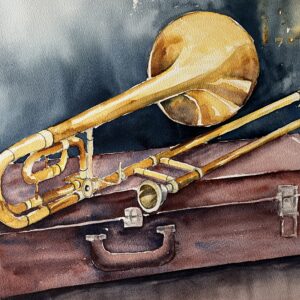 Trombone aquarelschilderij