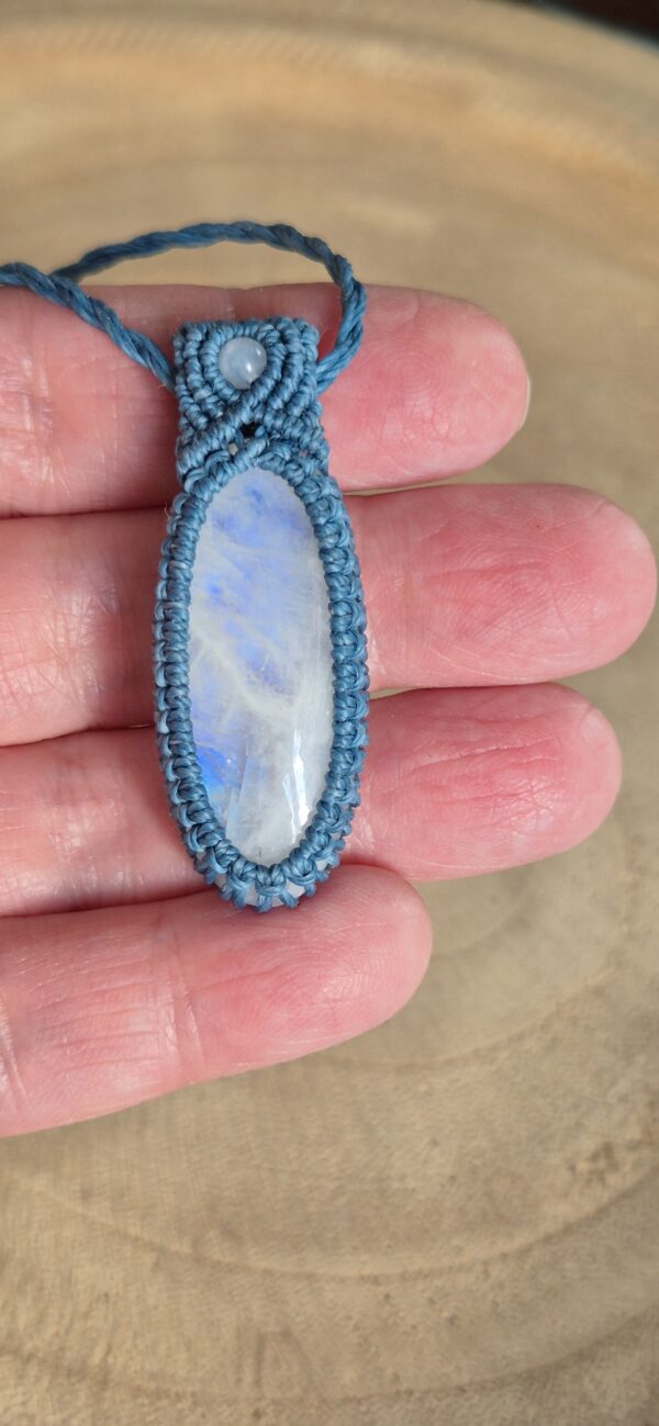 Carin's Macramé ketting regenboog Maansteen donker turkoois - Afbeelding 3
