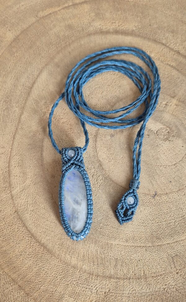 Carin's Macramé ketting regenboog Maansteen donker turkoois - Afbeelding 2
