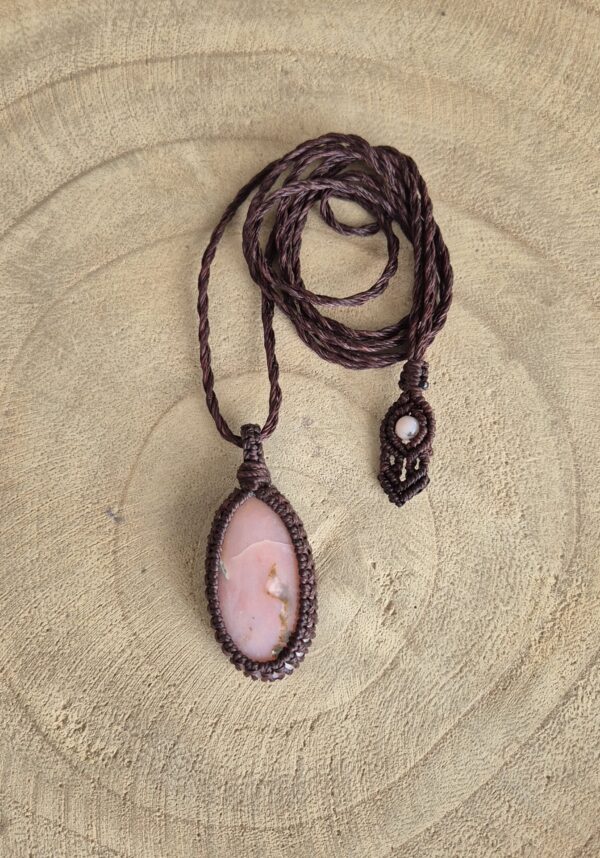 Carin's Macramé ketting met roze andes opaal - Afbeelding 2