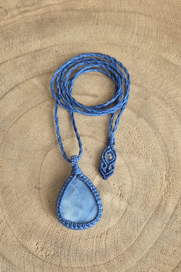 Carin's Macramé ketting blauw Owyhee opaal - Afbeelding 2