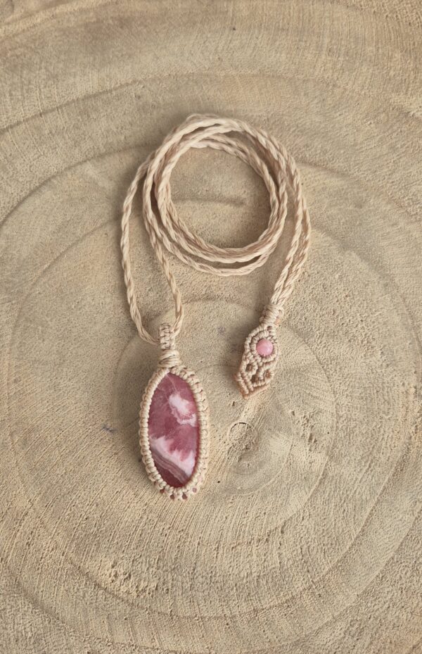 Carin's Macramé ketting Rhodochrosiet - Afbeelding 2