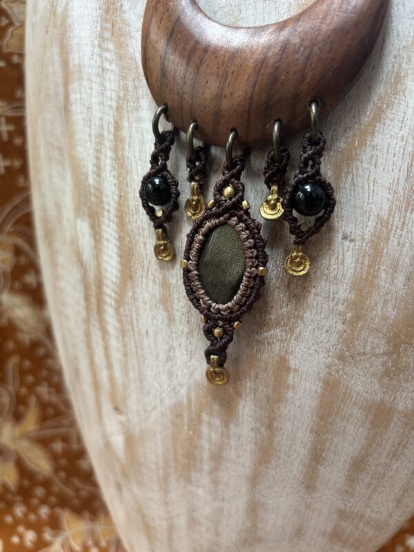 Goud obsidiaan met houten maan🌙 - Afbeelding 2