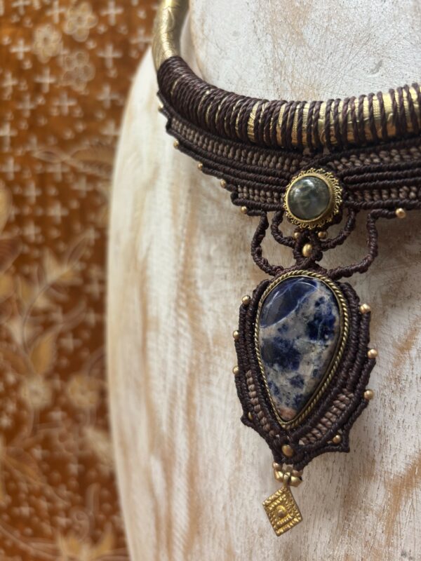 brass chocker met sodaliet en mosagaat - Afbeelding 2