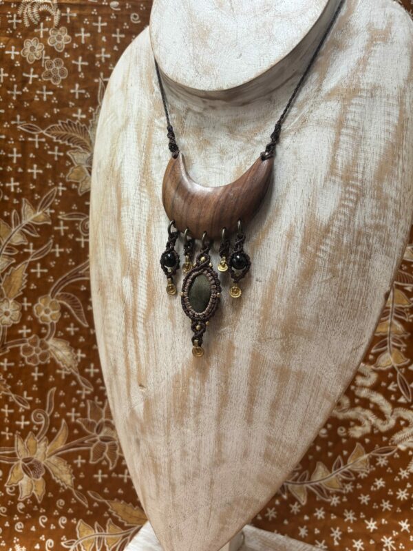 Goud obsidiaan met houten maan🌙