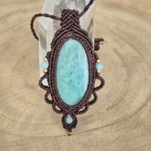 Carin's Macramé bruine ketting met Amazoniet