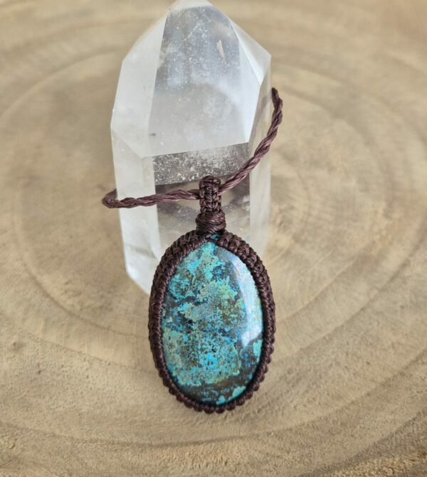 Carin's Macramé bruine ketting met Azuriet