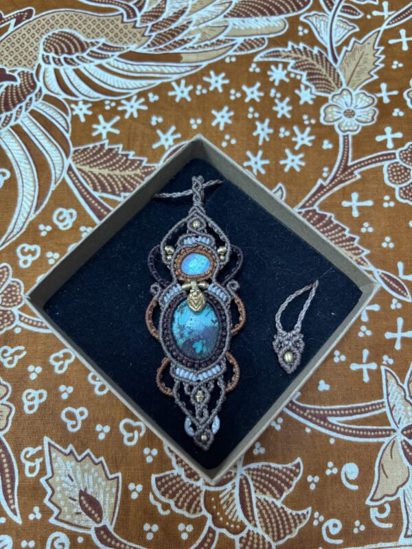 turkoois met regenboogmaansteen ketting. - Afbeelding 2