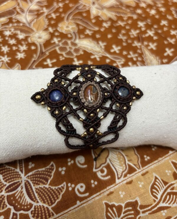 agaat + lapis lazuli groot armband